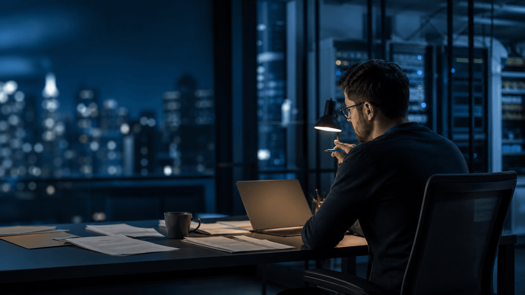 Realistic AI engineer routing business documents between fast and capable production models