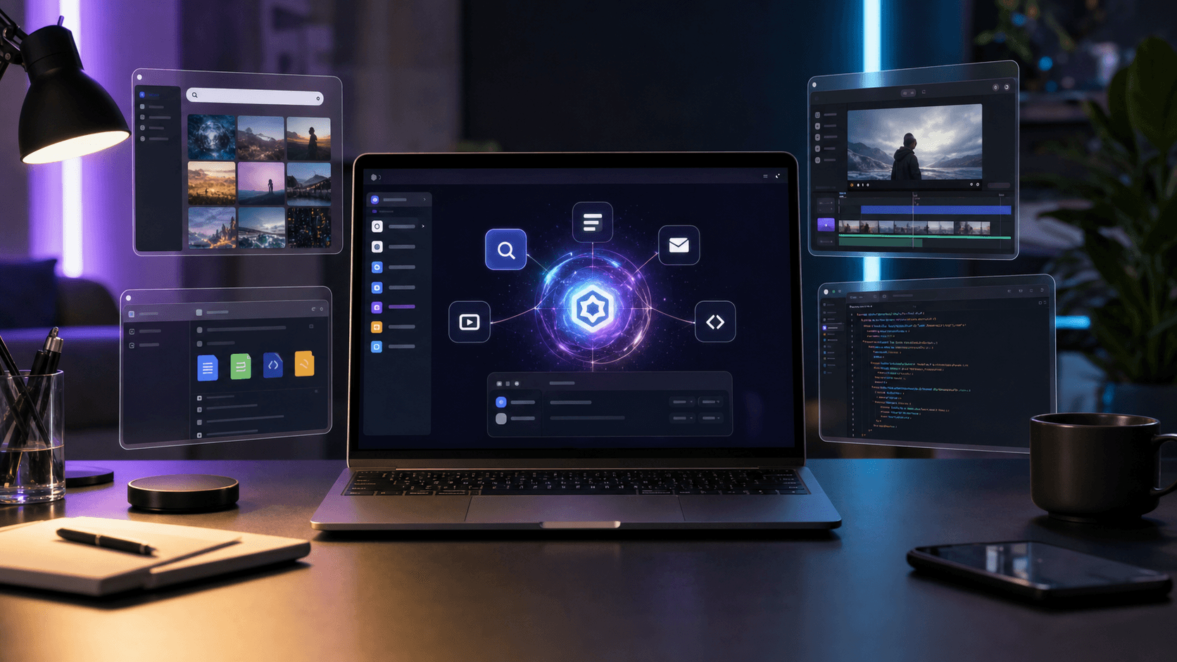 Realistický cover pro článek o Google I/O 2026, agentech a AI produktech